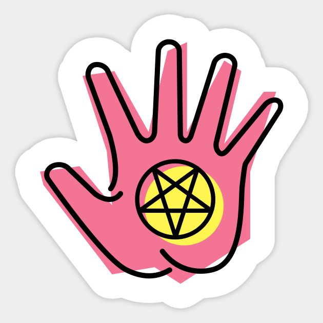 Retro 90s Aesthetic Vaporwave Pentagram Hand Sticker by MeatMan